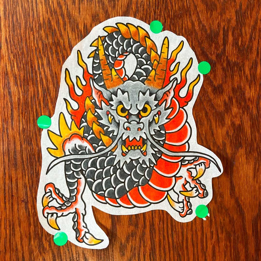 Red-Kirin-Tattoo-Piercing-Boutique-tattoo-dragon-mediano-diseño-disponible-geru-tatuador