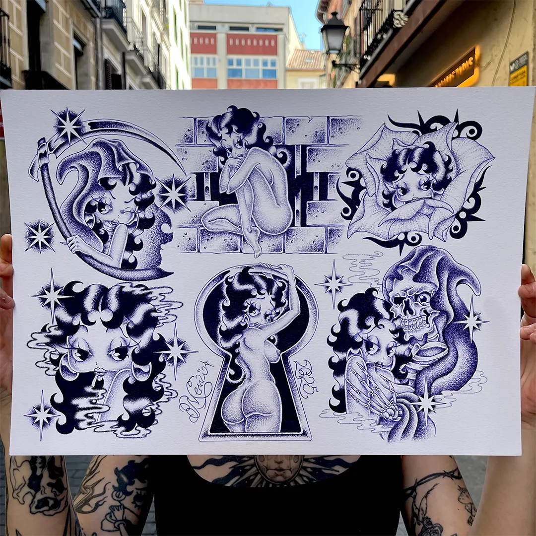 Red-Kirin-Tattoo-Piercing-Boutique-tattoo-betty-boop-diseño-disponible-mewi-tatuadora